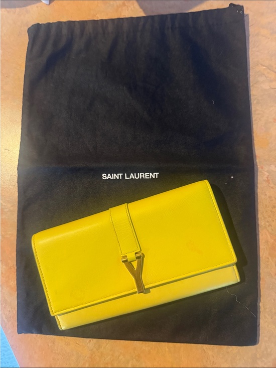 Yves Saint Laurent Handbags - Yves Saint Laurent Yellow Leather Y Ligne Long Wallet with dustbag
